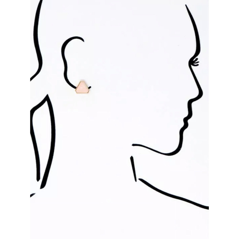 Pink Quartz Natural Stone Triangle Stud Earrings - Picture 2 of 3